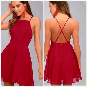 Lulu's Letter of Love Red Backless Skater Dress